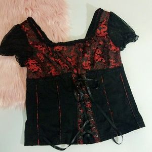 Tripp NYC Goth Corset Style Asian Inspired Top